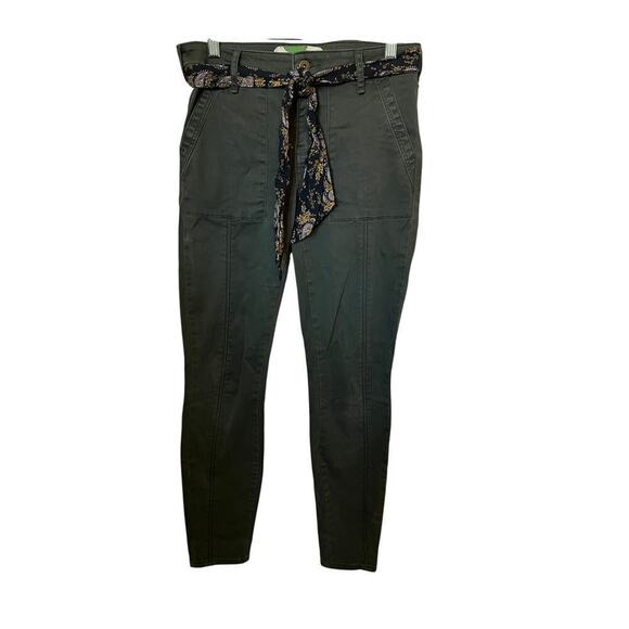 Vintage Antropologie Dark Green Jeans with Sash One Button Closure  26 - Picture 1 of 8